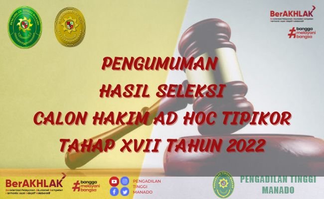 Pengumuman Hasil Seleksi Hakim Ad Hoc Tipikor Tahap XVII Tahun 2022