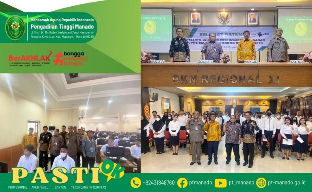 PEMBUKAAN SELEKSI KOMPETENSI DASAR CPNS MAHKAMAH AGUNG RI TAHUN 2023 DI WILAYAH SULAWESI UTARA PEMBUKAAN SELEKSI KOMPETENSI DASAR CPNS MAHKAMAH AGUNG RI TAHUN 2023 DI WILAYAH SULAWESI UTARA