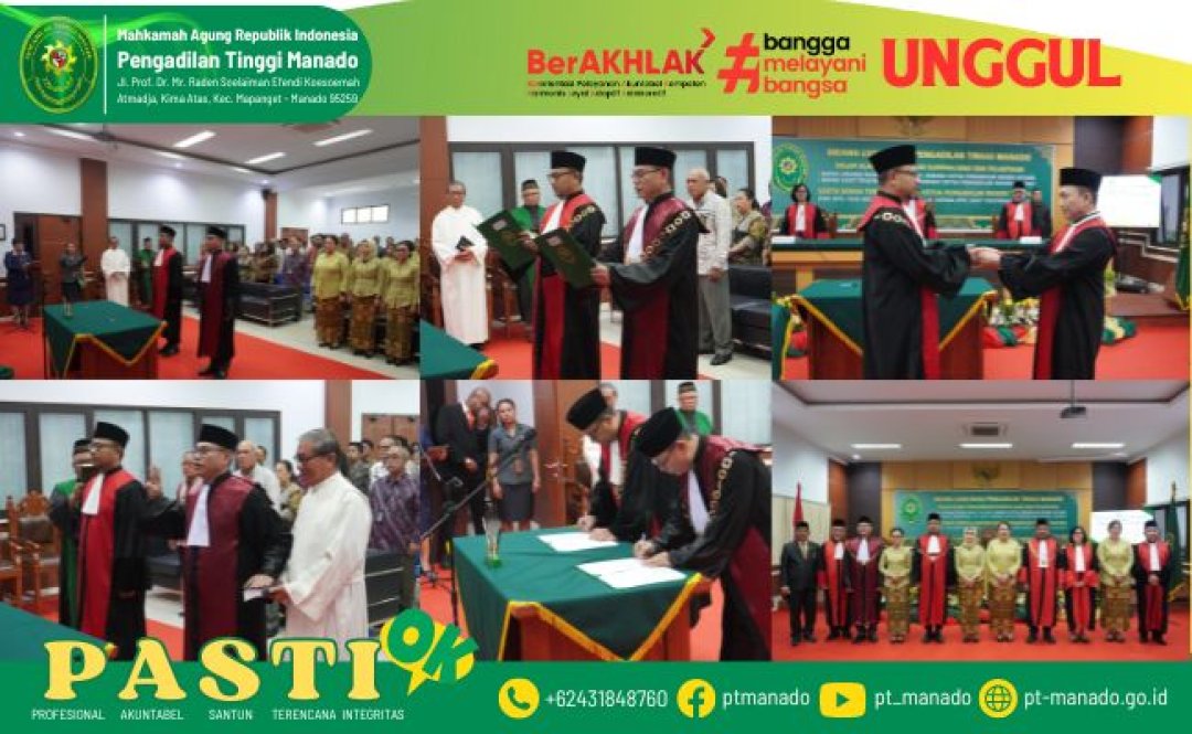 PELANTIKAN KETUA PENGADILAN NEGERI BITUNG DAN KETUA PENGADILAN NEGERI TAHUNA OLEH KETUA PENGADILAN TINGGI MANADO PELANTIKAN KETUA PENGADILAN NEGERI BITUNG DAN KETUA PENGADILAN NEGERI TAHUNA OLEH KETUA PENGADILAN TINGGI MANADO